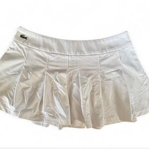 Lacoste Crocodile Embroidered Pleated Tennis Mini Skirt White Medium Low Rise
